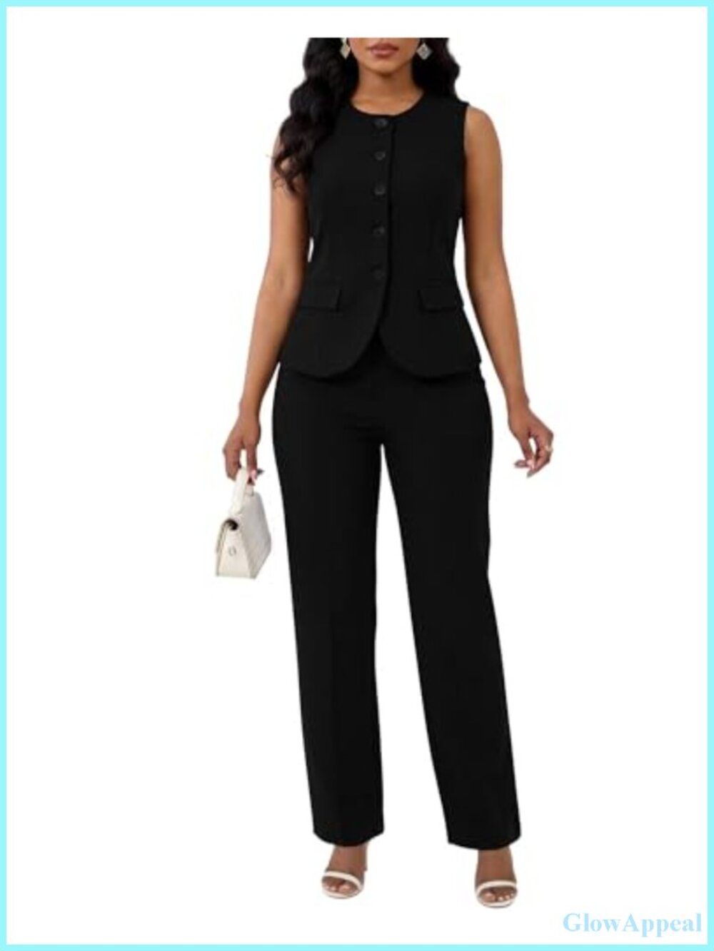 Women's 2 Piece Vest and Pant Suit Set Sleeveless Business Casual